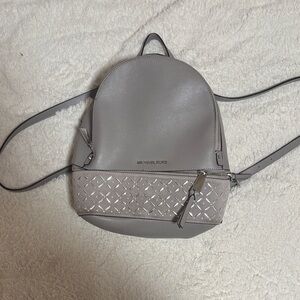 Michael Kors Light Gray Backpack with Patterned Detail